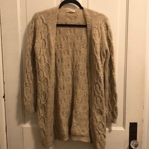 Tan knit cardigan sweater
